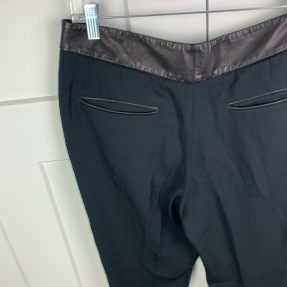 Rag & Bone Size 8 Black Dress Pants Straight Leg Leather Trim office siren - Picture 6 of 7